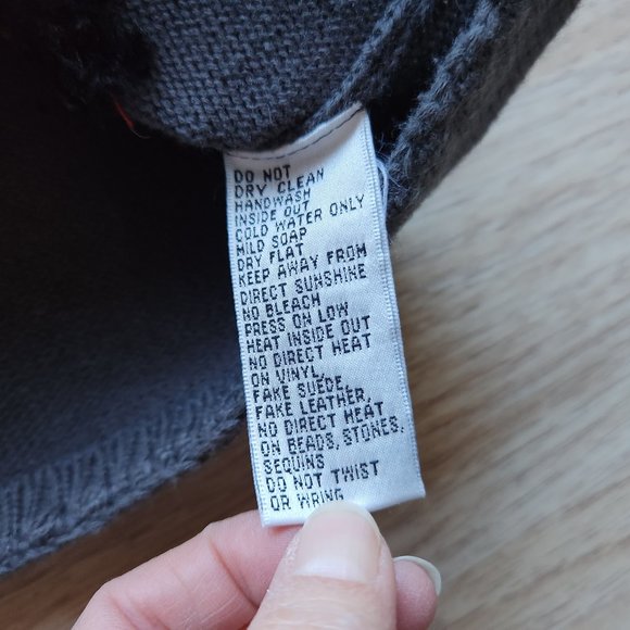 Michael Simon Bead Felt Vinyl Embellished Cardigan Button Cotton Blend Grey - Picture 9 of 9